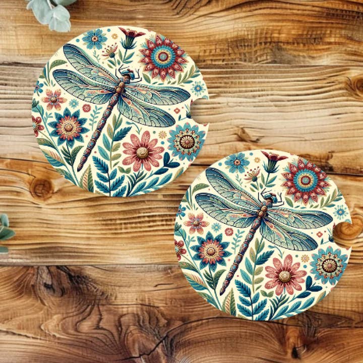 Boho Dragonfly Neoprene Car Coaster Set and other Purchase Wholesale glass drink coasters. Free Returns & Net 60 Terms on Faire trending on Faire.