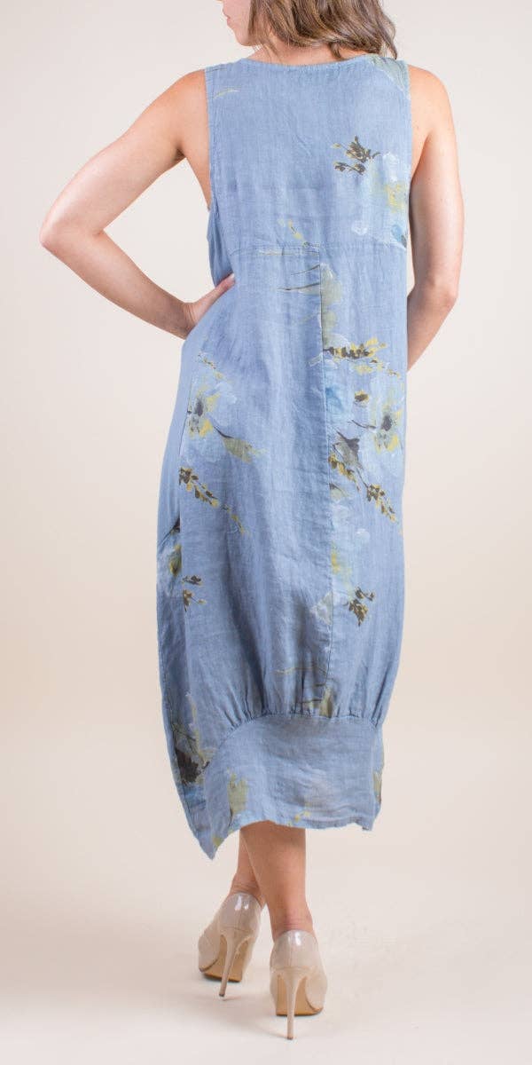 Gigi Moda - Wholesale Dress - Women's - Floral Linen Sleeveless Dress6