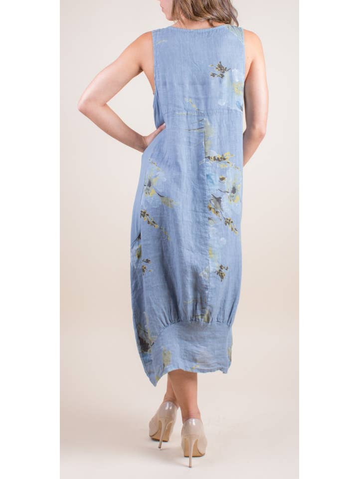 Gigi Moda - Wholesale Dress - Women's - Floral Linen Sleeveless Dress4