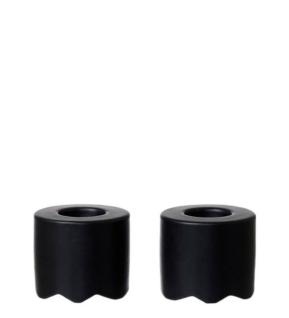 Lübech Living - Wholesale Candle Holder - Set of 2 Wave Tall candle holder, Black matte0