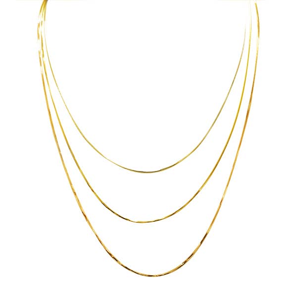 AMORINO SRL - Venta al por mayor Collares de cadenas y eslabones - COLLAR DE TRES CADENAS SERPIENTE OCTOGONALES - JN24108A895