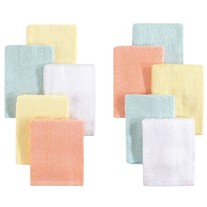 Little Treasure Rayon from Bamboo Luxurious Washcloths, Yellow Peach 10-Pack for wholesale by BabyVision