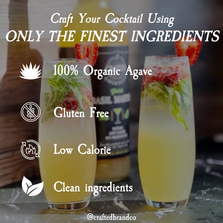Crafted Cocktails - Wholesale Cocktail Mix/Syrup - Basil Martini "Gimlet" Nonalcoholic Cocktail Mixer
