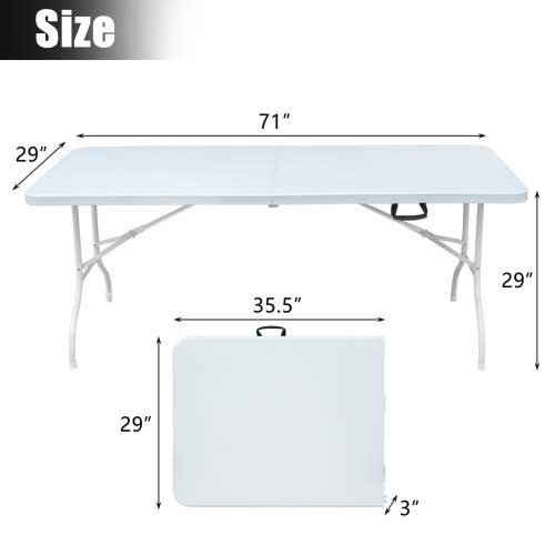 39F Inc. - Wholesale Patio Table - 4/6/8ft  Folding Table for Camping, Picnics & Parties, White1
