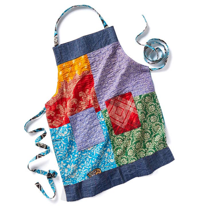SERRV International - Wholesale Apron - Upcycled Sari & Denim Apron