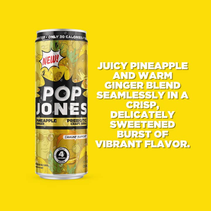 Jones Soda - Wholesale Soda/Carbonated Drink - POP JONES Pineapple Ginger Prebiotic Soda3