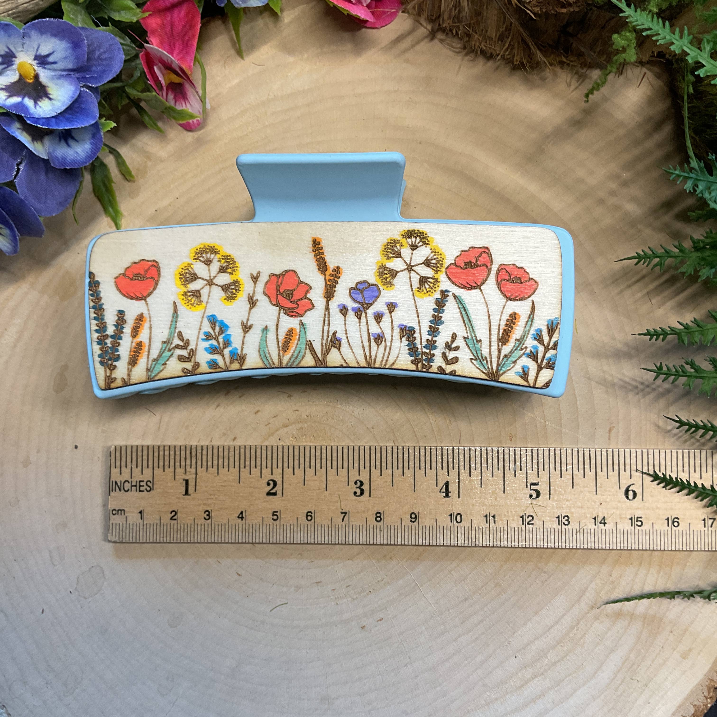 National Parks and Beyond - Wholesale Hair Clip - Women's - Flower Garden Wooden Claw Hair Clips in 2”, 4”, 5 inch3