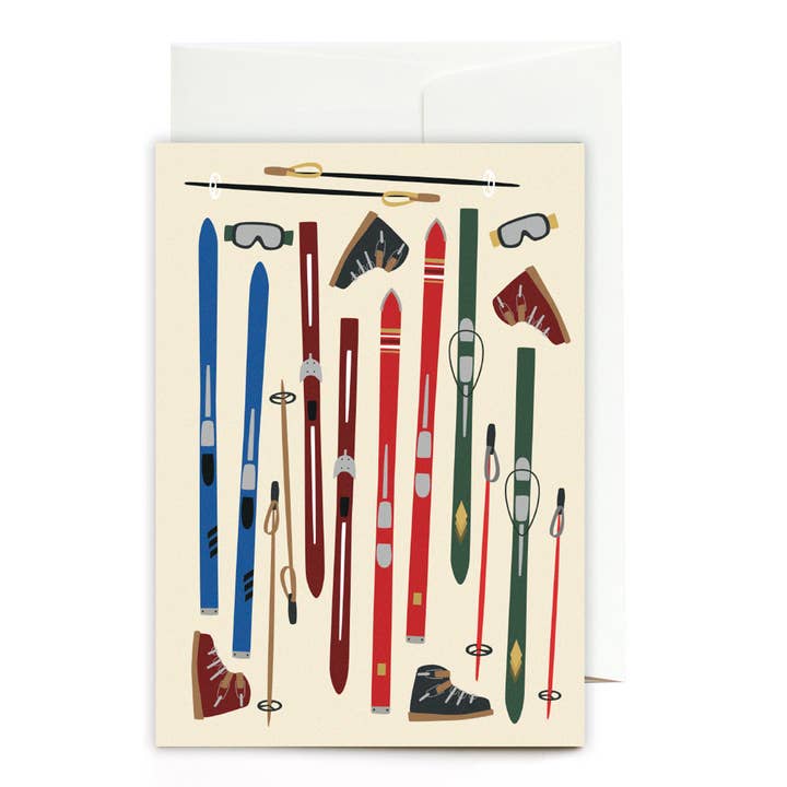 Greeting card - retro ski for wholesale by Roadtyping