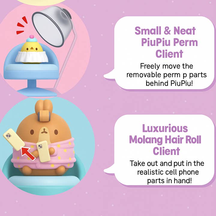 K-Wonderland - Wholesale Figurine toy – Kids - Molang Hair Salon Collectable Figure Random Blind Box 8