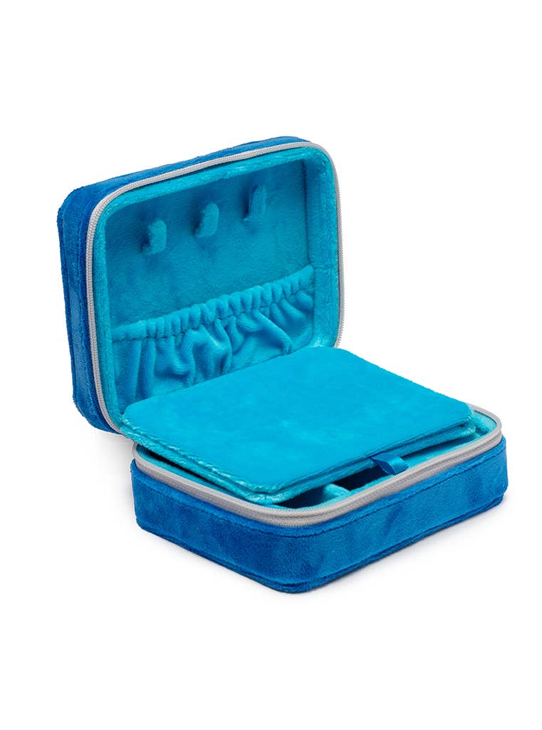 Living Royal - Wholesale Jewelry Box/Organizer - Velvet Jewelry Zip Case / Organizer - Sardine Can - Blue2