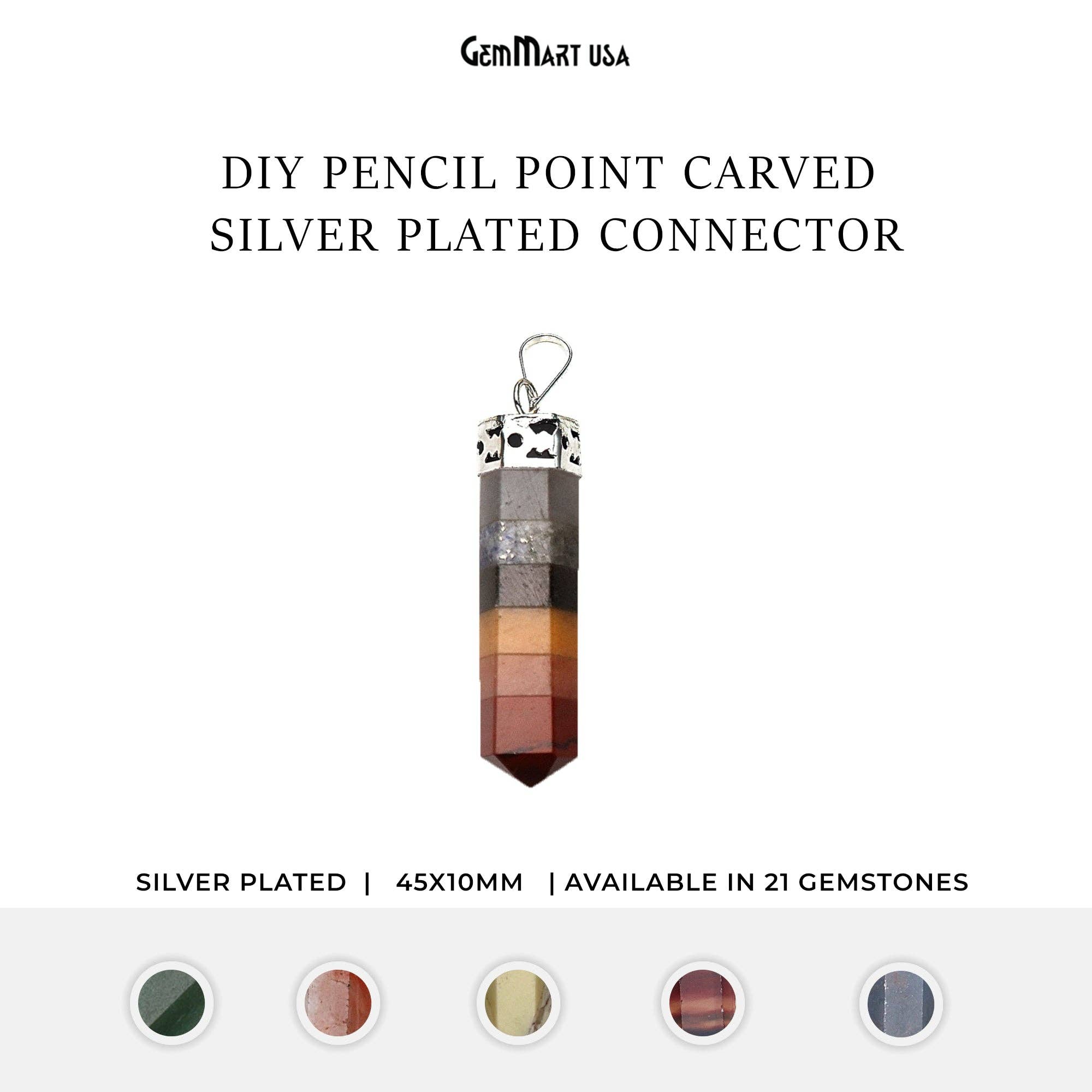 GemMartUSA – wholesale Pendant/charm necklace – DIY Healing Gemstone Silver Pencil Point Ornate Pendant 1pc37