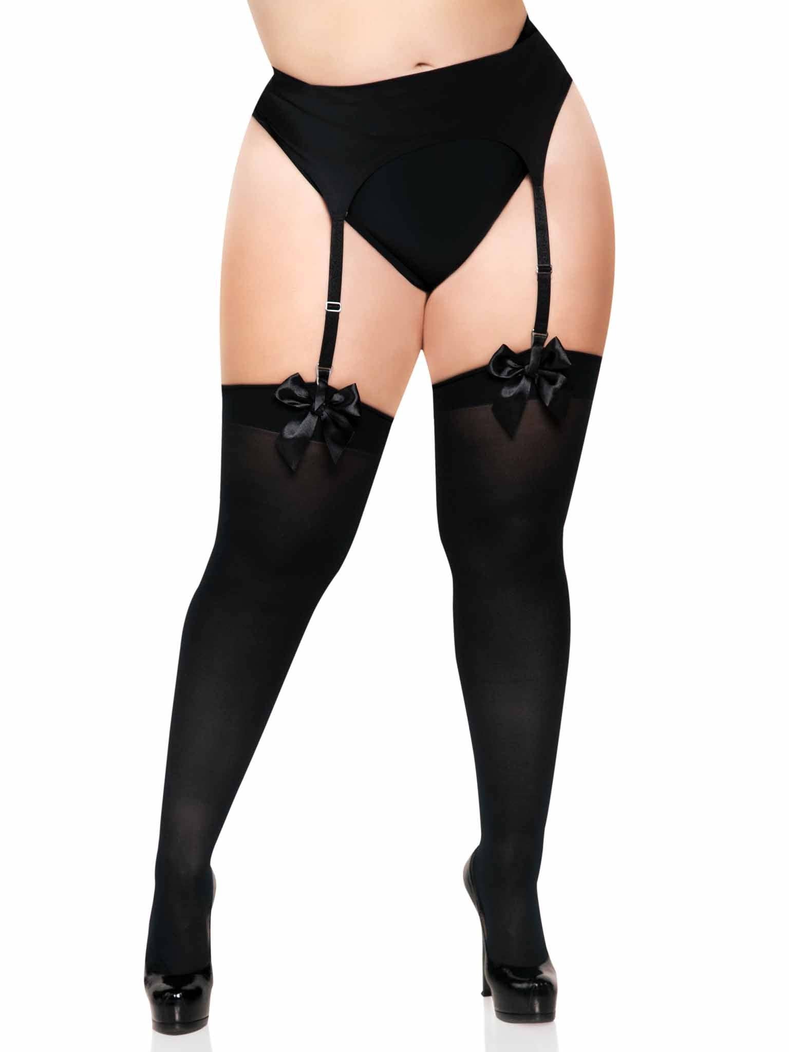 Leg Avenue - Wholesale Stockings - Women's - Kay Plus Satin Bow Thigh Highs3