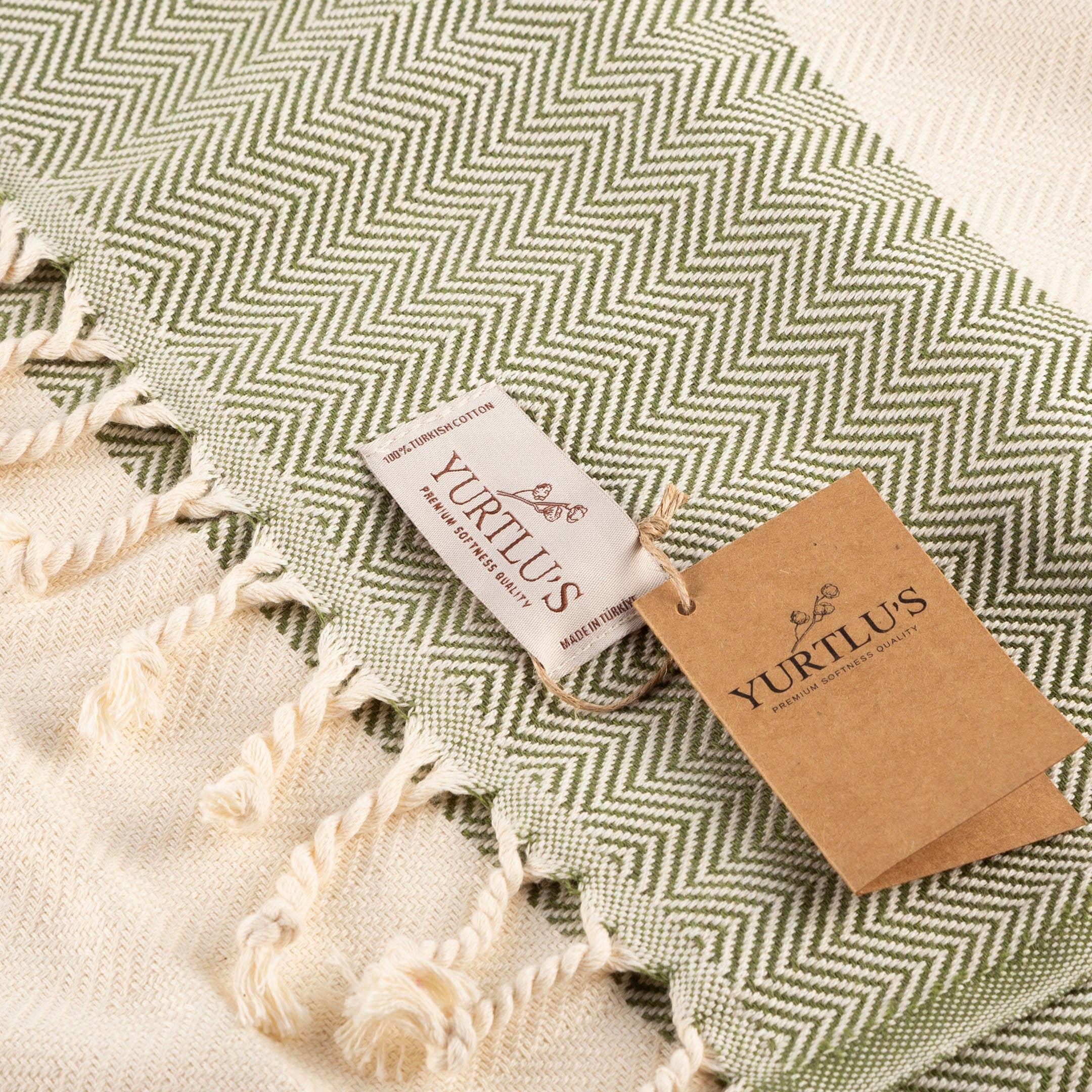 Olijfgroen YURTLU'S TURKISH COTTON Golden Sands Series strandlaken - Olijfgroen | 71 x 37 in 100% katoen voor groothandel op Faire3