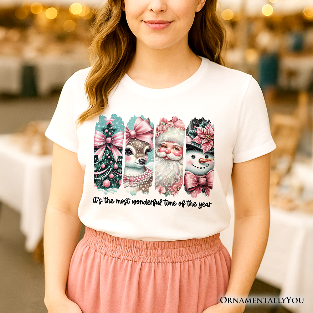 OrnamentallyYou - Vente T-shirt sérigraphié – femme - T-shirt de Noël rose coquette, le t-shirt du moment le plus merveilleux5