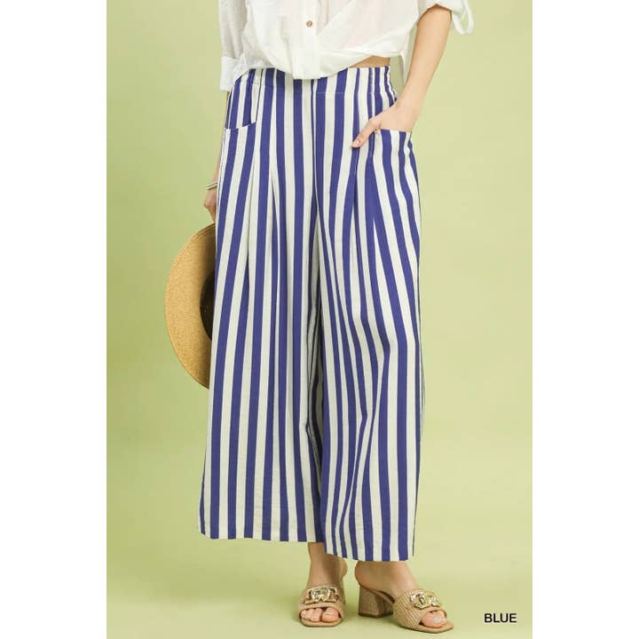 NOUVEAU Pantalon à Rayures Verticales à Jambes Larges pour la vente par STYLE USA