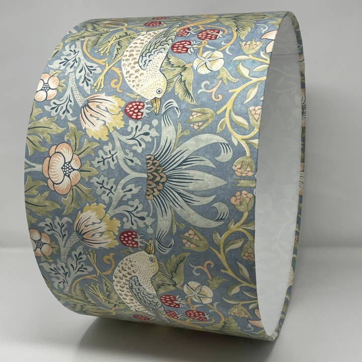 Fait Par Moi - Wholesale Lamp Shade - William Morris Strawberry Thief Drum Lampshade (Light Blue)5