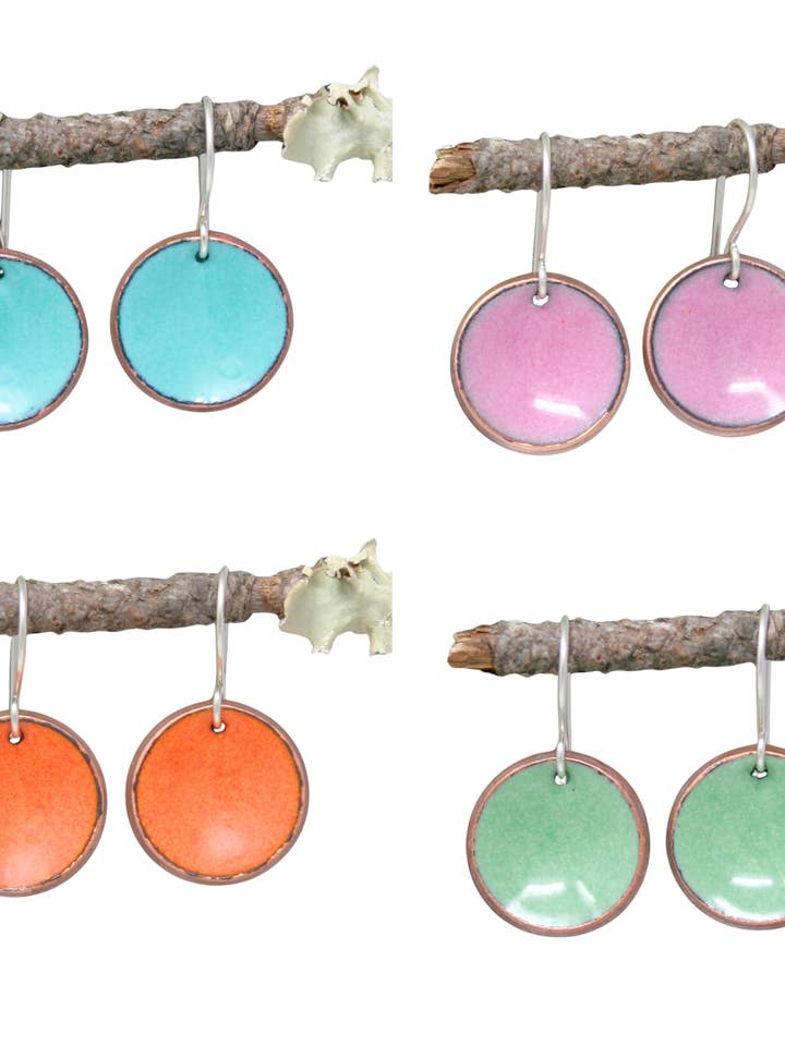 Enamel Penny Copper Earrings, Jewelry, Dangle Earrings for wholesale by Rising Jewelry