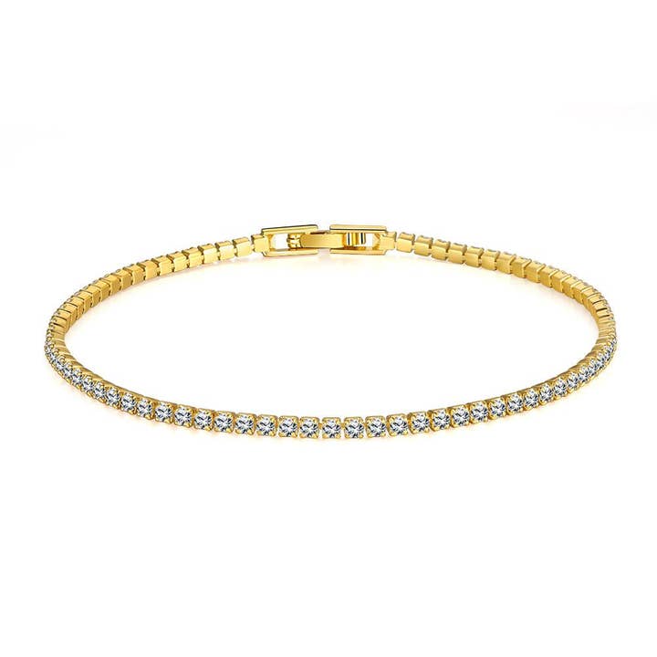Bracelet de tennis rond en topaze blanche de 3 mm, 10,00 CT pour la vente par Golden NYC Jewelry