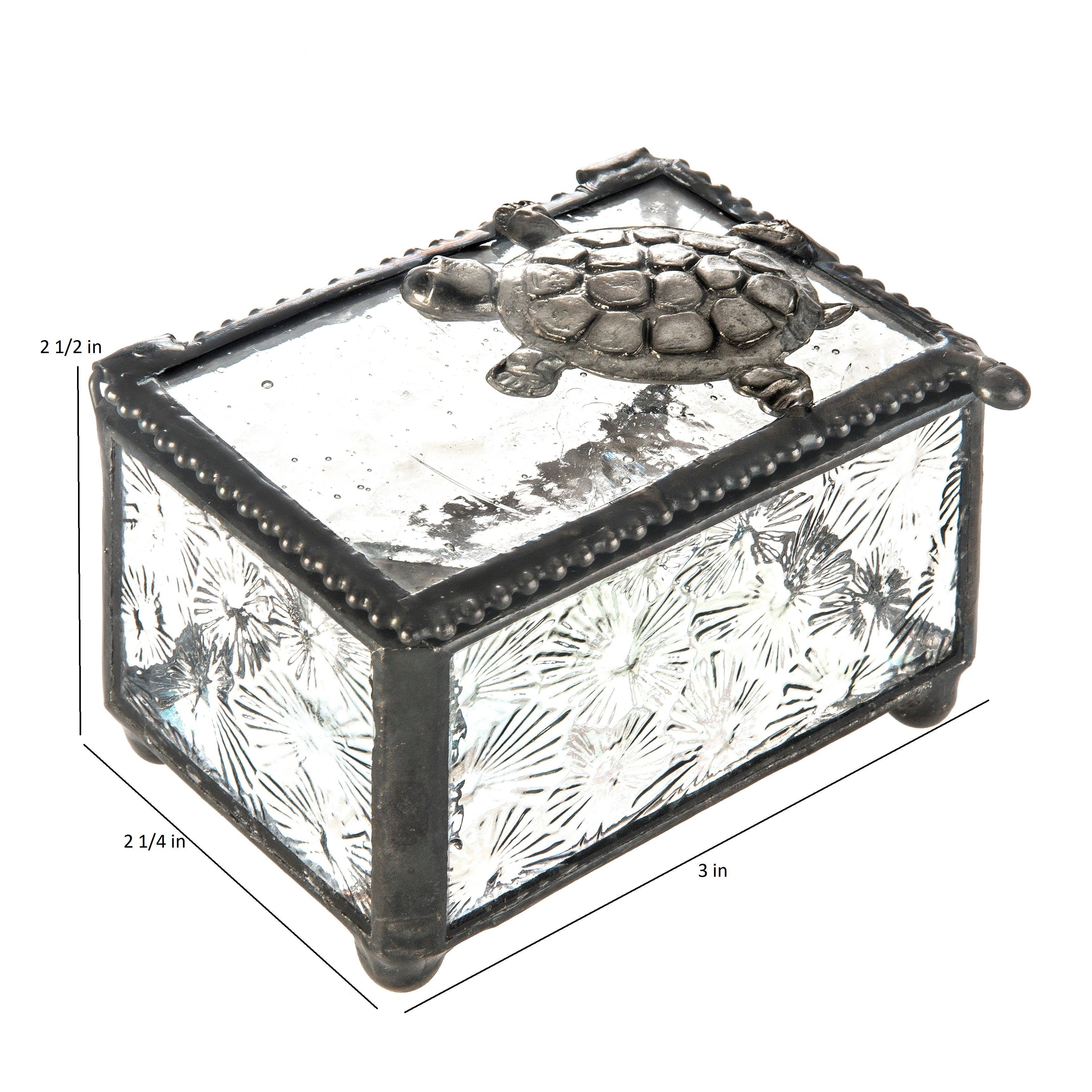 J Devlin Glass Art & Bert Anderson Collection - Wholesale Jewelry Box/Organizer - Box 331 Clear Florentine Turtle Box3