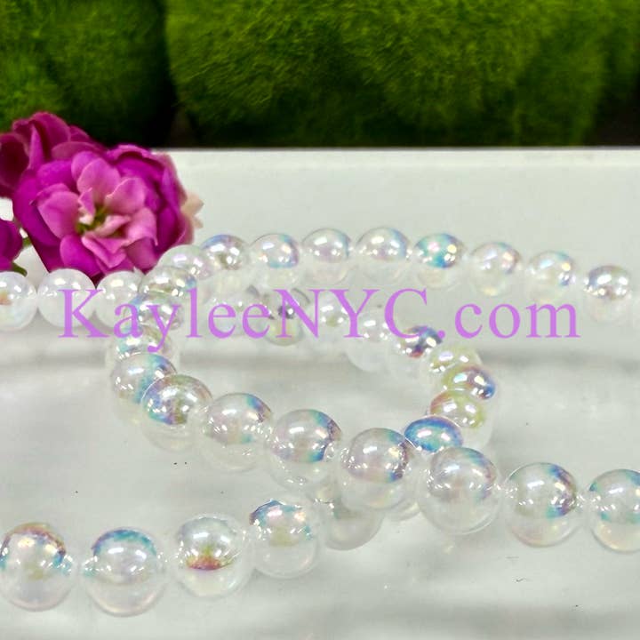 KayleeNYC - Wholesale Beaded Bracelet - Angel Aura Selenite 6mm 7.5” Stretch Bracelet3