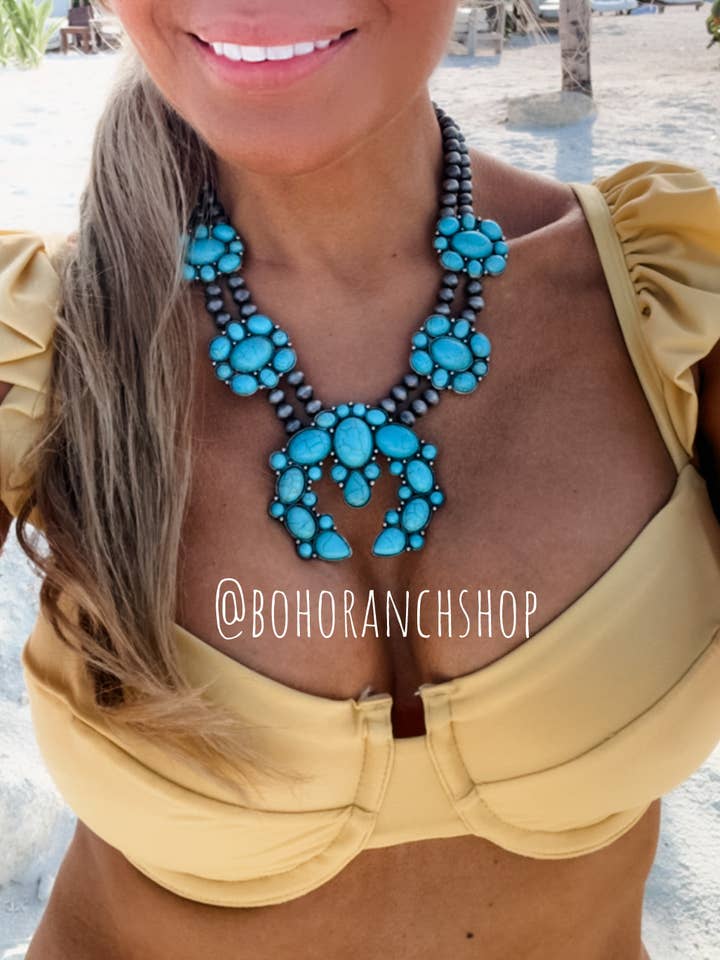 The Maya Western Chunky Squash Blossom Halskette für den Großhandel von Boho Ranch Shop