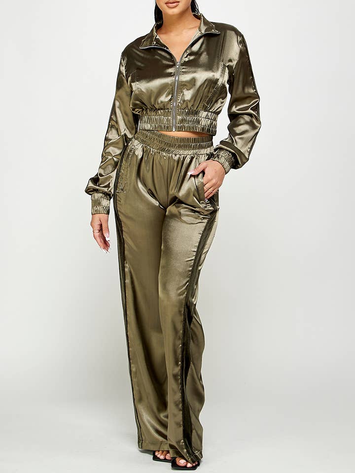 Satin jacket and pant set 🔥 for wholesale by Spring Haze Inc.