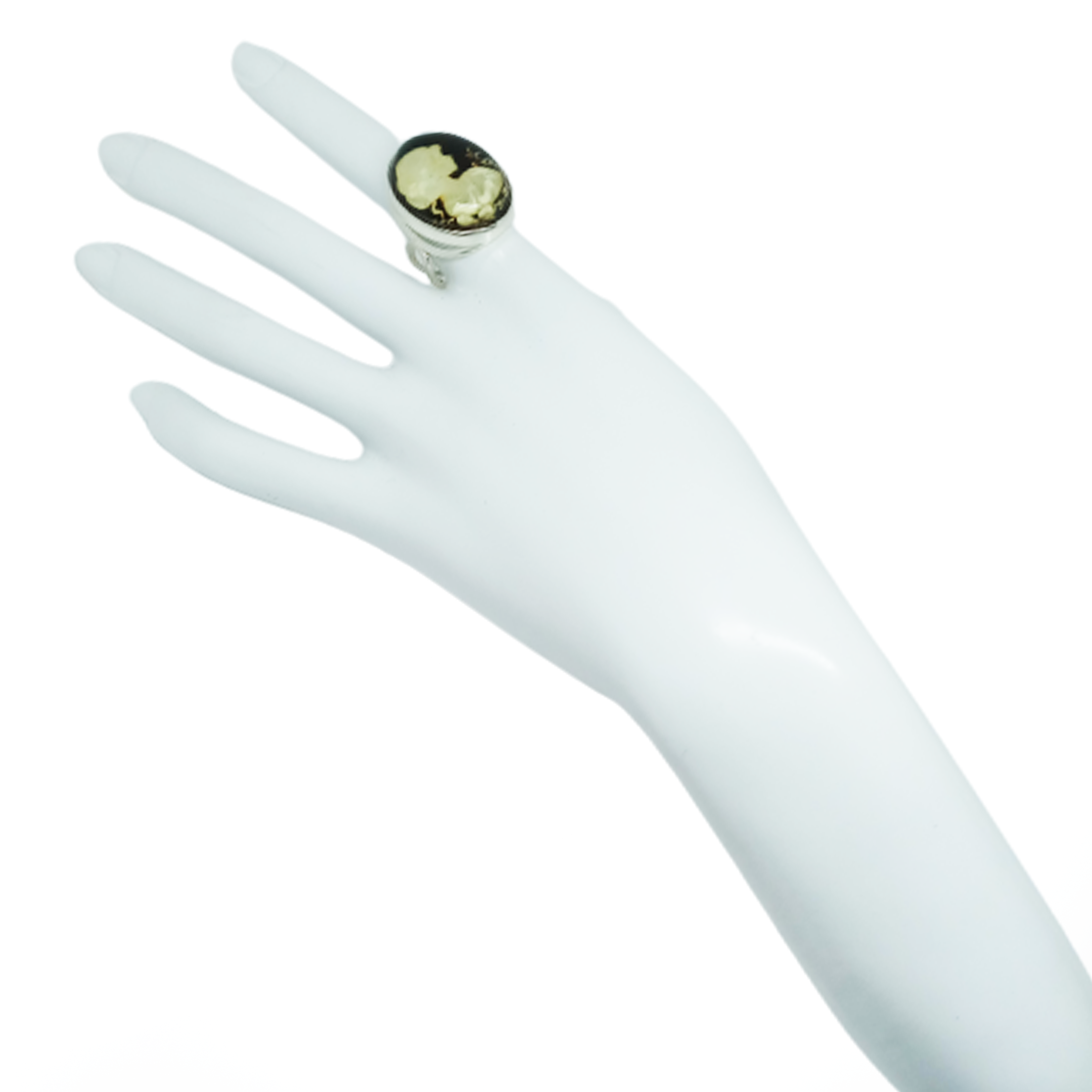 Amberman - Wholesale Cocktail/Statement Ring - Amber Cameo / Intaglio Lady Adjustable Ring2