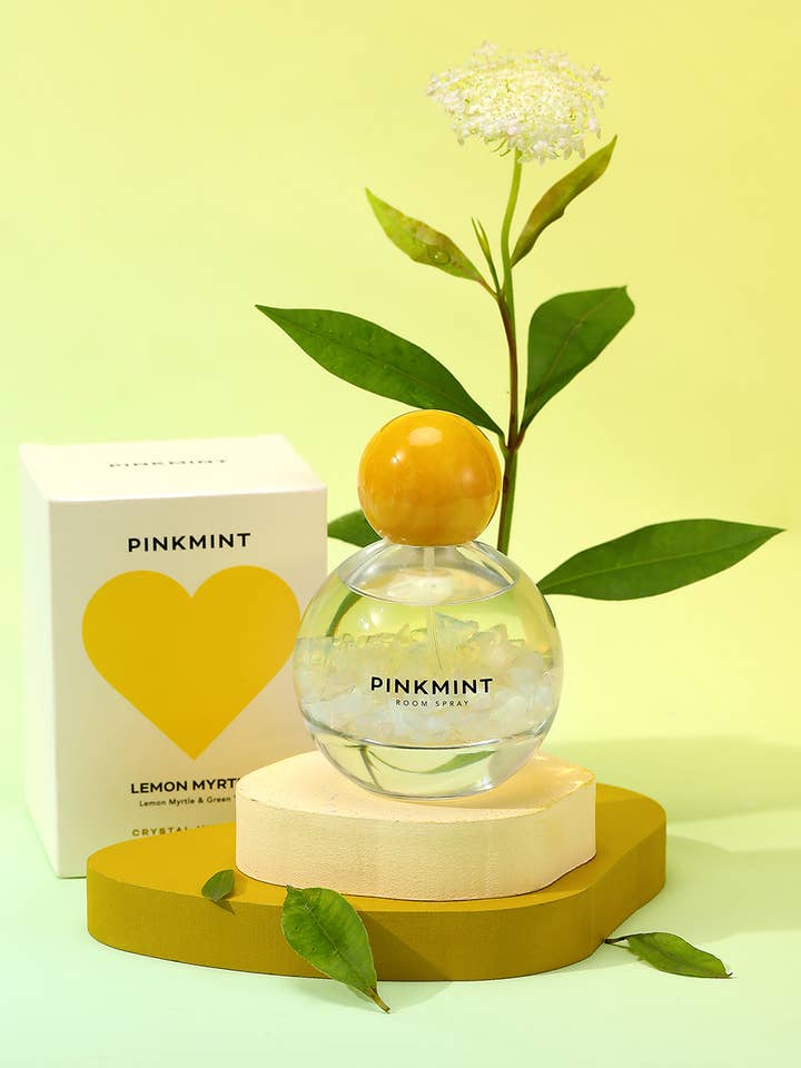 Lemon Myrtle Room Spray Crystal Infused   for wholesale by Pinkmint Candle