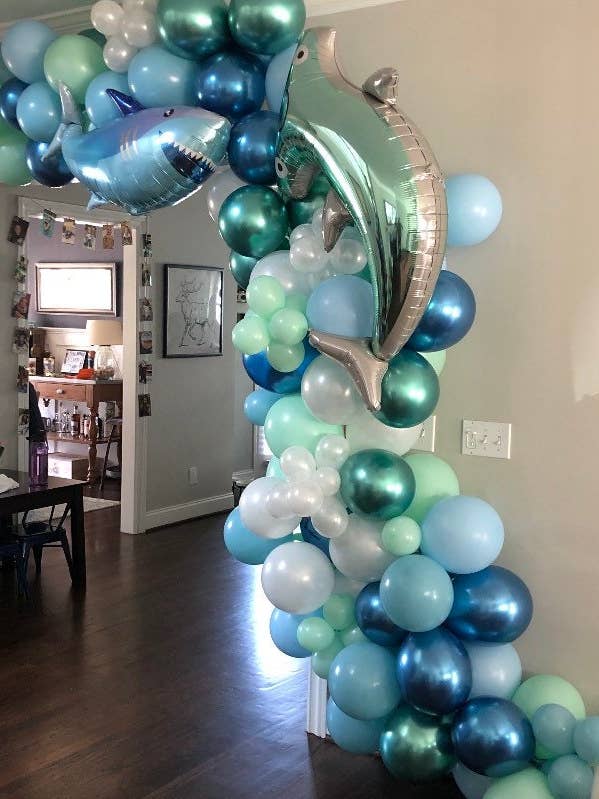 Shark Balloon Garland Kit | Fintastic 4-Foot Balloon DIY Kit for wholesale by Hullaballoons