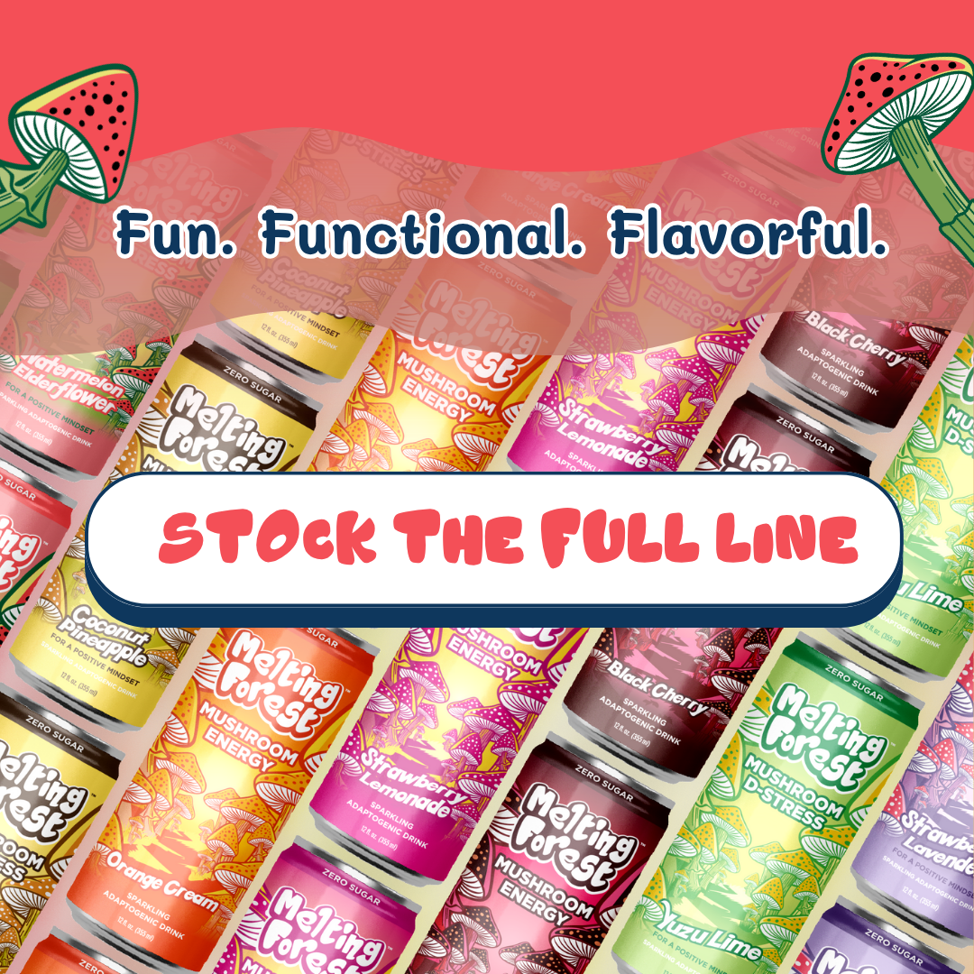 Melting Forest - Wholesale Sparkling Water - Mushroom Drink | Stress Relief | Watermelon Elderflower 10