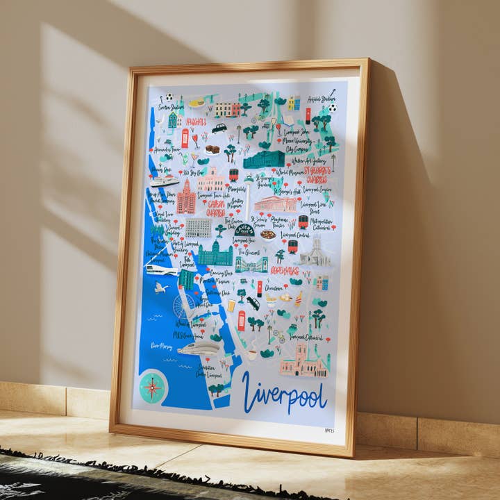 Liverpool Map Art Print, England Art Print for wholesale by Hannah Penrose Illustrations