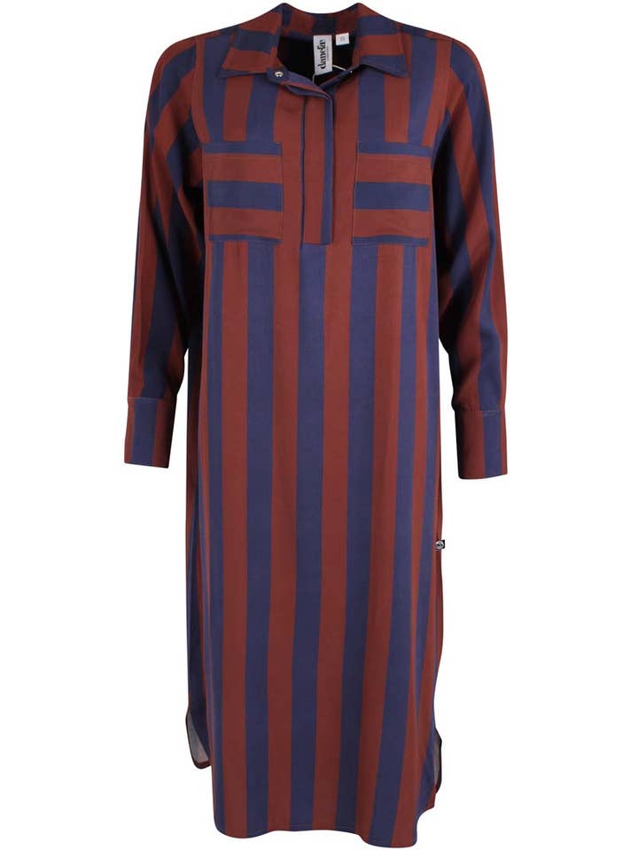 Danefae København - Wholesale Dress - Women's - Danefolk Sateen Twill Dress Dark Navy/Dark Merlot9