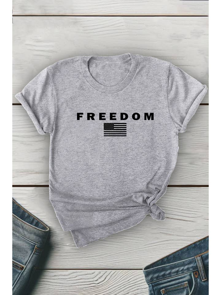 Top Avenue - Wholesale T-Shirt (Graphic) - Unisex - Freedom Flag Unisex Round Neck Tee8