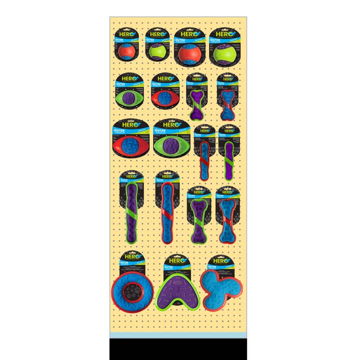 HERO Outer Armor Dog Tough Squeak Toys 2ft Planogram for wholesale by Caitec Inc