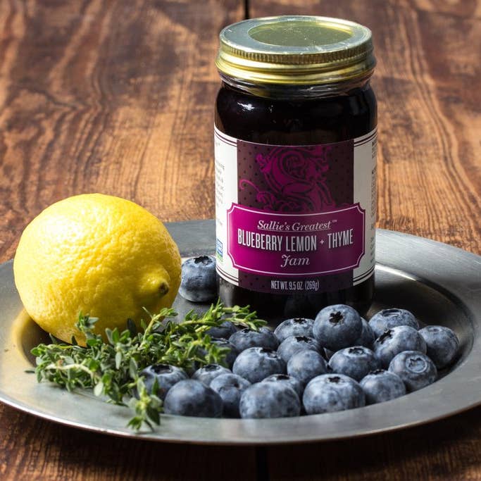 9.5 oz. Blueberry Lemon + Thyme Jam for wholesale by Sallie's Greatest