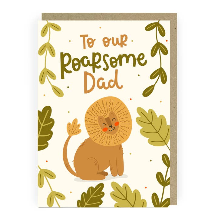 Abbie Imagine - Vente Carte pour la fête des Pères - Carte de fête des pères rugissante - Carte de jeu de mots lion pour papa