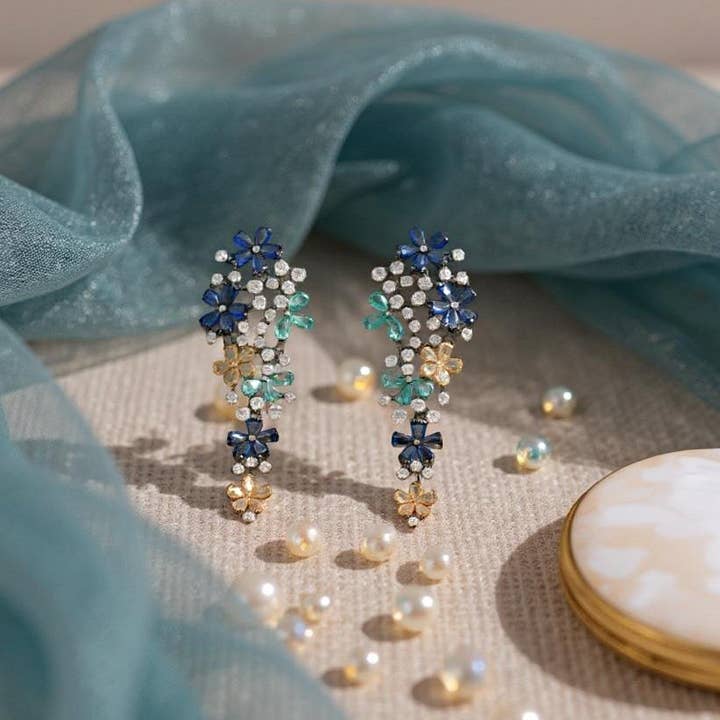 Athena Bridal Jewellery – wholesale Dangle earrings – CZ COLLECTION - EXQUISITE WATERFALL EARRINGS - CZER912 MULTI4