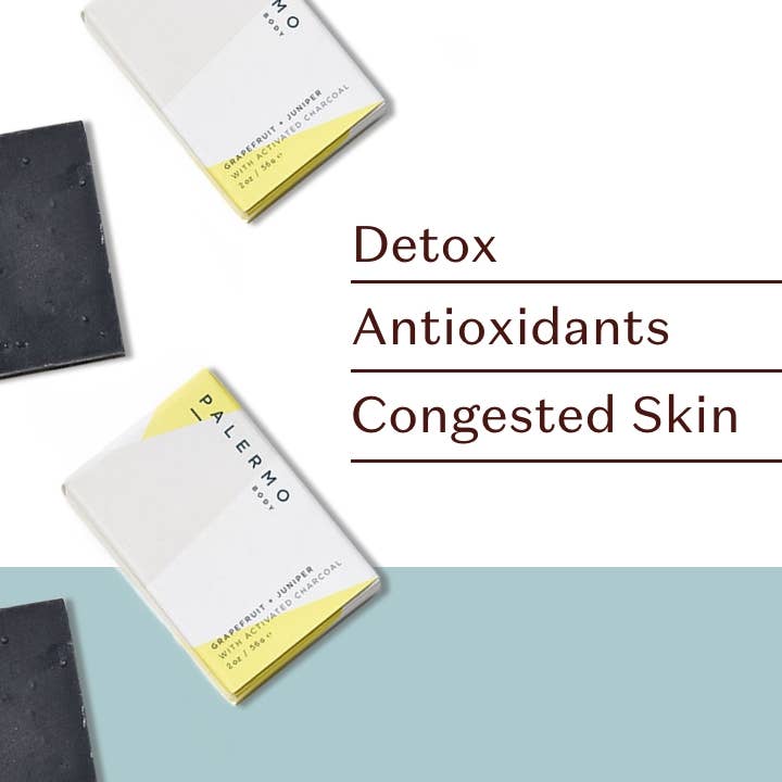 2oz | Grapefruit + Juniper with Activated Charcoal Soap Bar for wholesale by Palermo Body