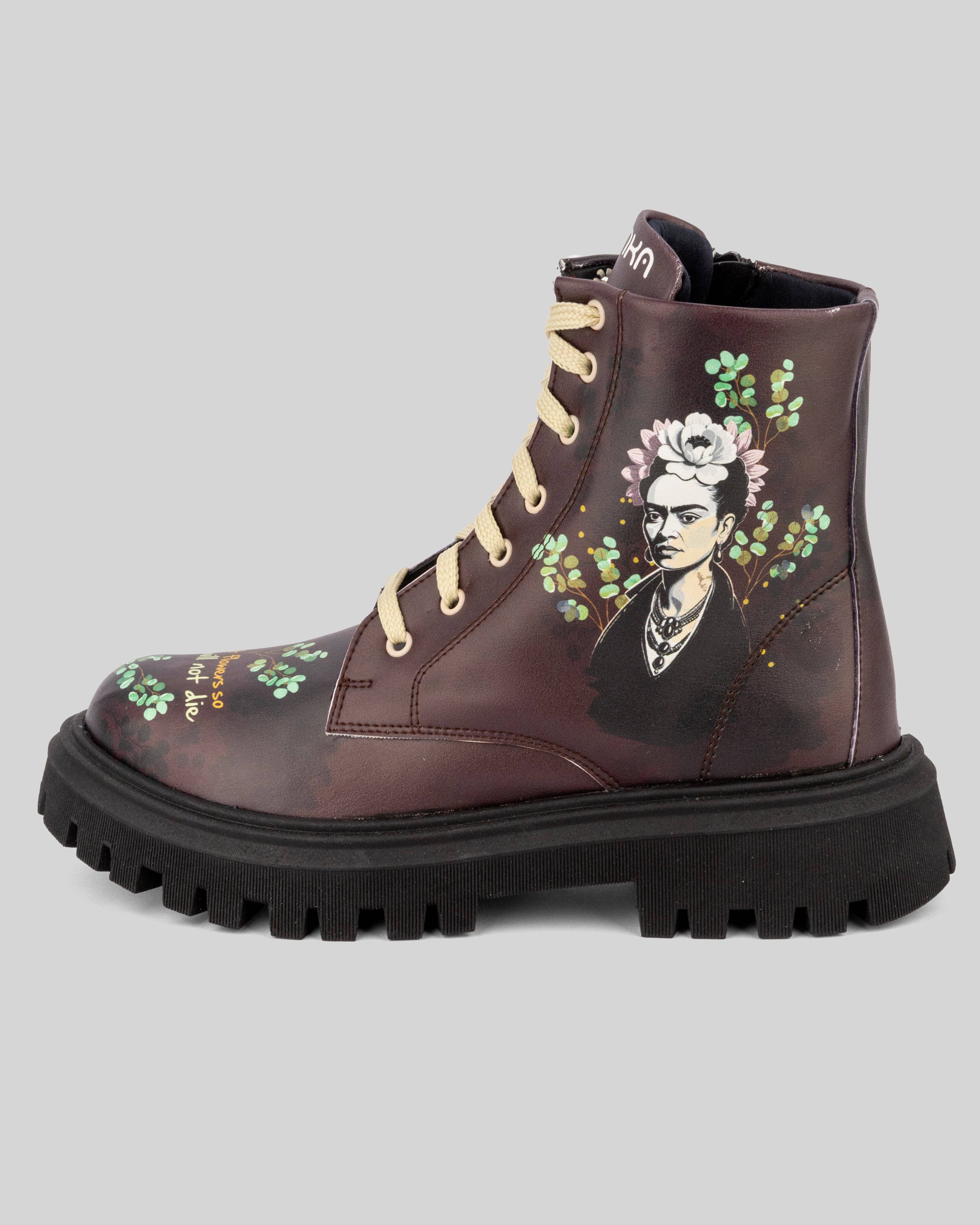 Mumka - Wholesale Combat/Military Boots - Women's - Frida Kahlo Garnet Boots6