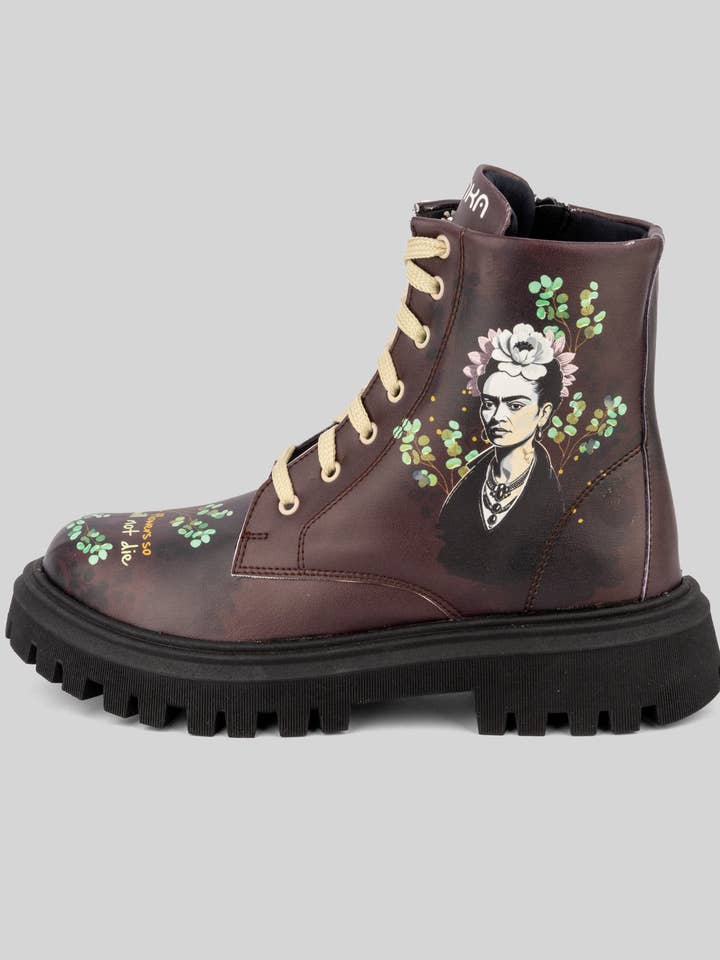 Mumka - Wholesale Combat/Military Boots - Women's - Frida Kahlo Garnet Boots6