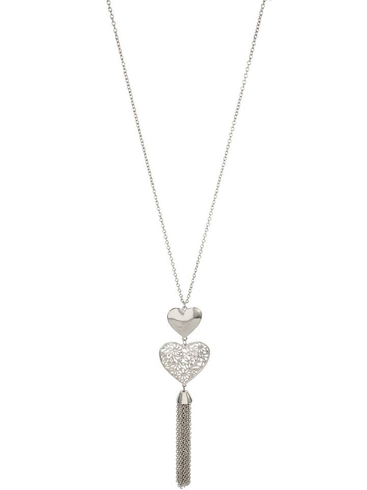 Dauplaise Jewelry - Colar de Corações Duplos com Pendente em Prata para o Dia dos Namorados por atacado de caroldauplaisejewelry