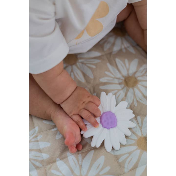 Woven Kids - Wholesale Teether (Not Clip-On) - Baby - Silicone Teether - Milk Daisy / Lilac Centre
