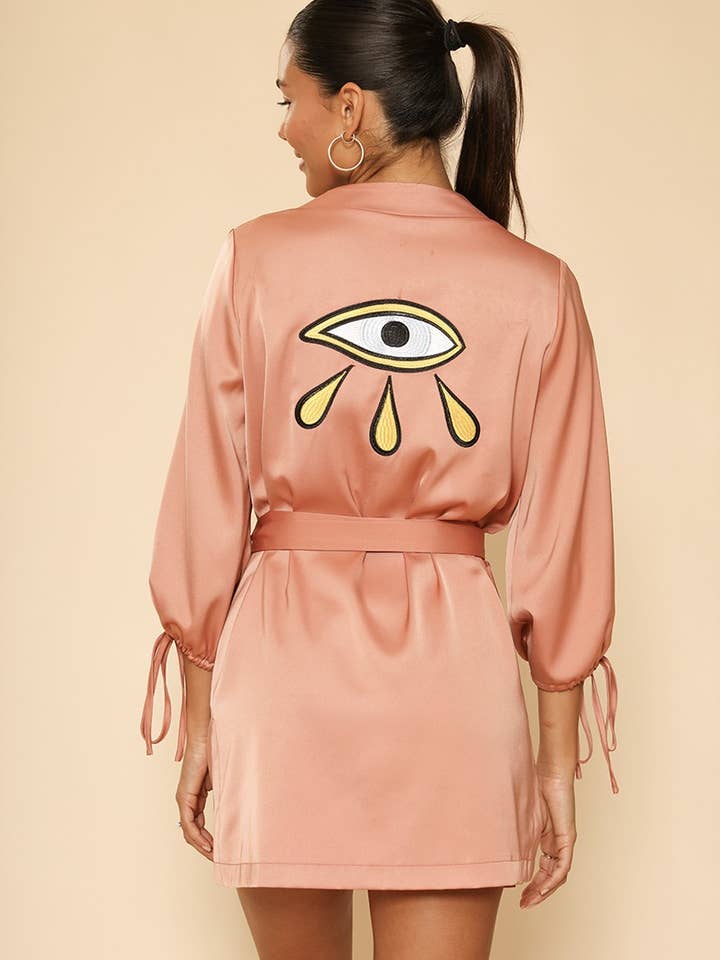 Satin wrap robe for wholesale by Miss Sparkling