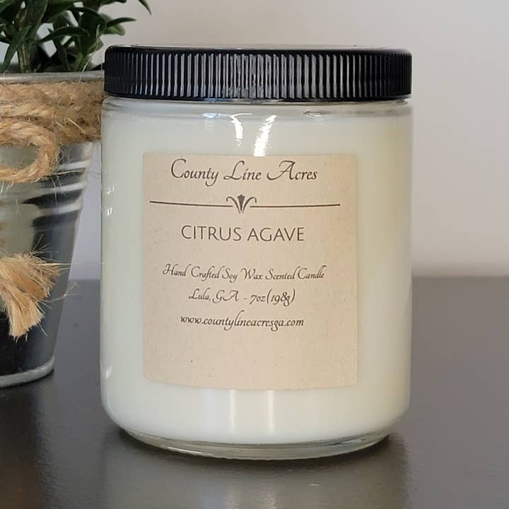 Citrus Agave 7oz soja vaxljus för wholesale av County Line Acres