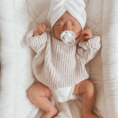 Petite + Co - Vendita all'ingrosso Fascia per capelli - Neonati - TURBANTE CON FIOCCO A NIDO D'APE - BIANCO4