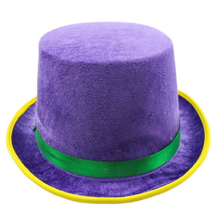 Purple, Green and Gold Felt Top Hat (Each) for wholesale by Plush Appeal LLC