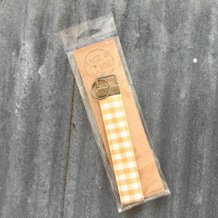 Porta-chaves de Pulso Xadrez Amarelo Dourado por atacado de Sage & Soil