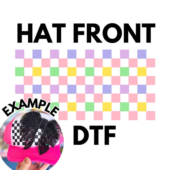 Pastel Checkered Hat Front DTF for wholesale by Southern N Savvy