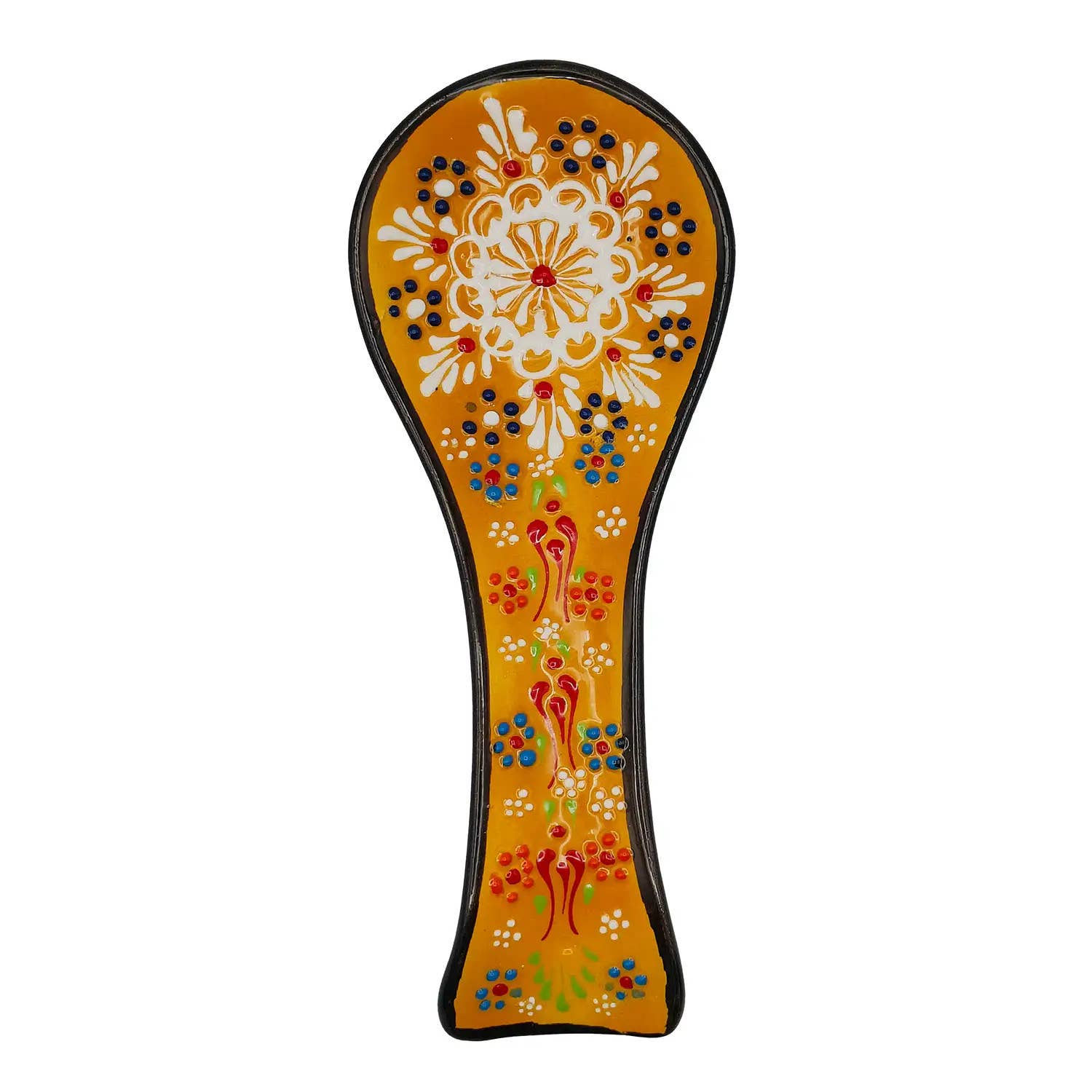 Etnico del Mondo - Wholesale Spoon Rest - Turkish Ceramic Spoon Rest with Embossed Decoration #30