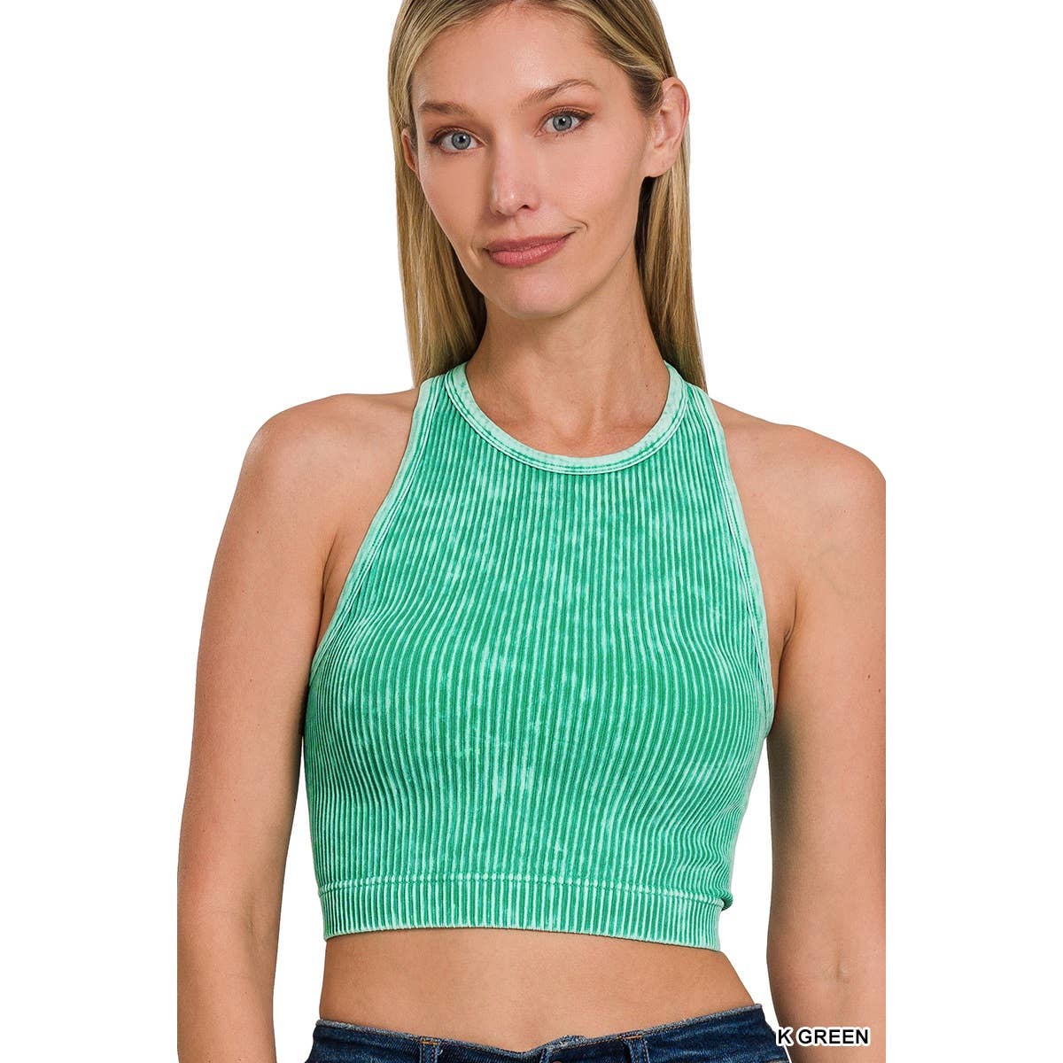 Apolline - Vente Débardeur – femme - HAUT COURT CÔTELÉ DÉLAVÉ SANS COUTURES À DOS NAGEUR8